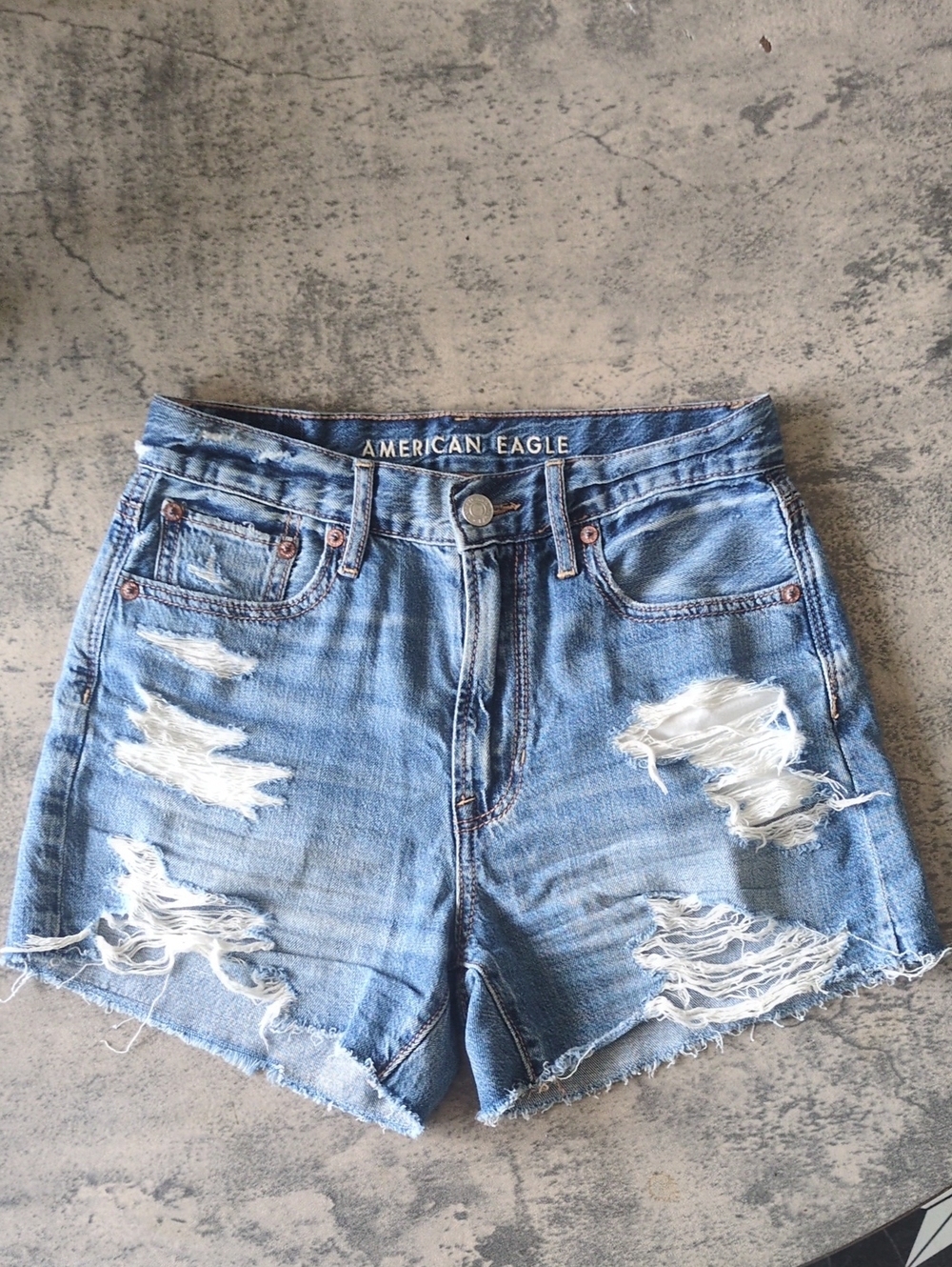 American Eagle Outfitters Distressed Light Blue Denim (Jean) Shorts